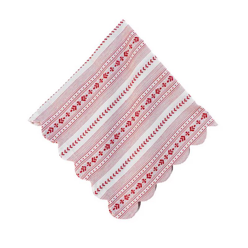 Villa Stripe Napkin - Red/White Set of 4