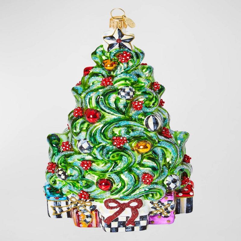 Classic Courtly Christmas Tree Glass Ornament