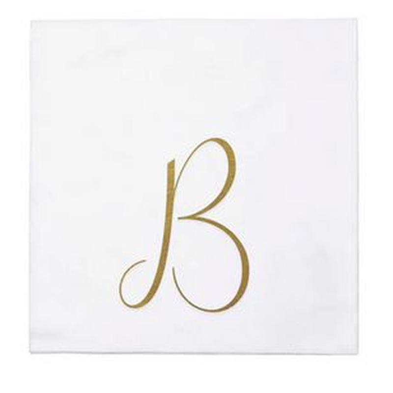 Papersoft Gold Monogram Cocktail Napkins B