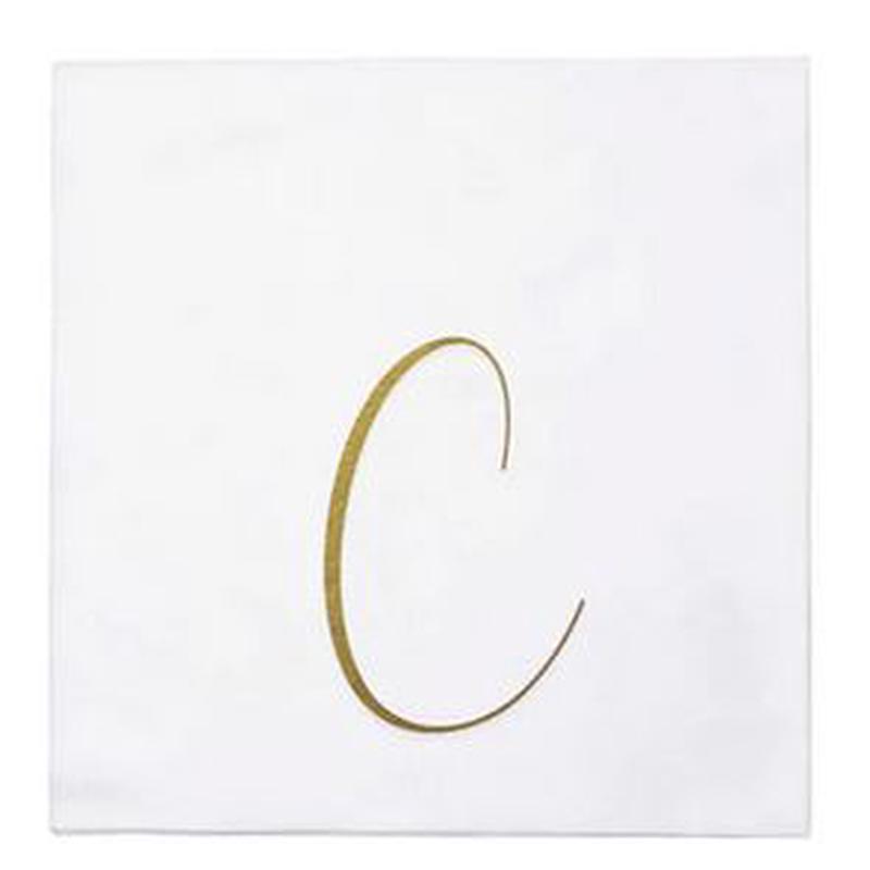 Papersoft Gold Monogram Cocktail Napkins C