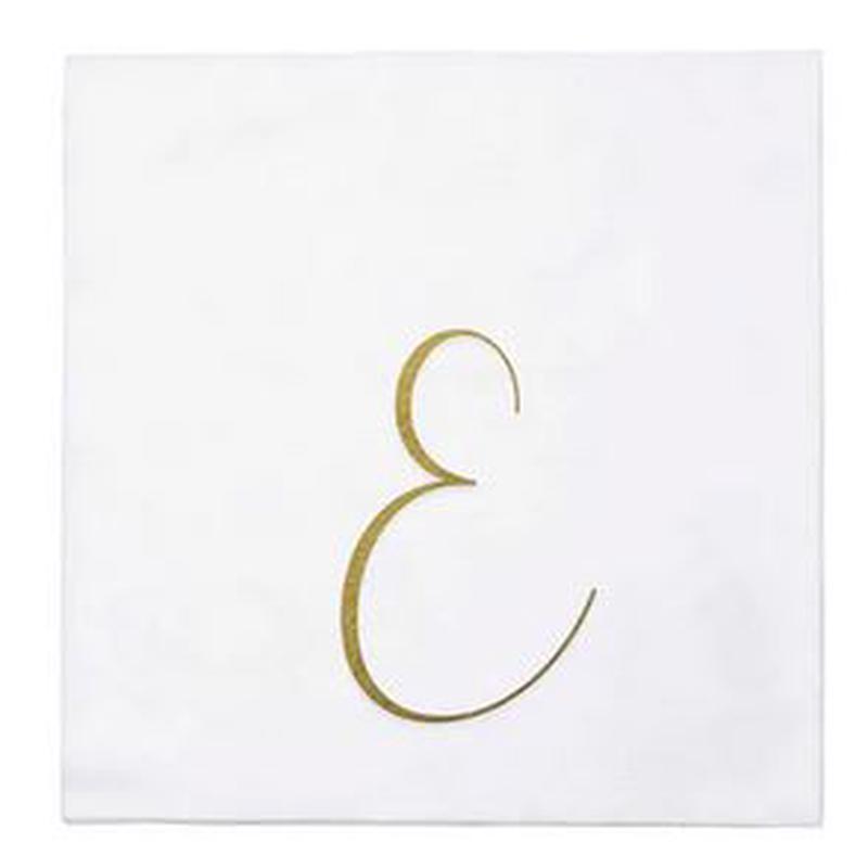 Papersoft Gold Monogram Cocktail Napkins E
