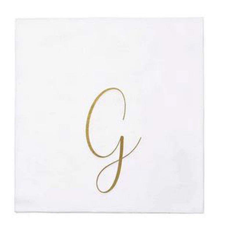 Papersoft Gold Monogram Cocktail Napkins G