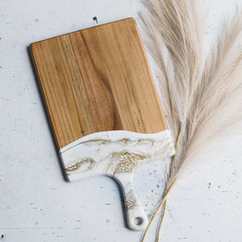 Large Acacia Cheese Board Gold Quartz