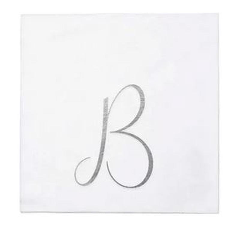 Papersoft Silver Monogram Cocktail Napkins B