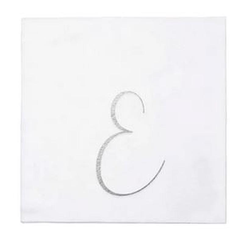 Papersoft Silver Monogram Cocktail Napkins E