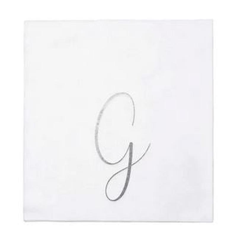 Papersoft Silver Monogram Cocktail Napkins G