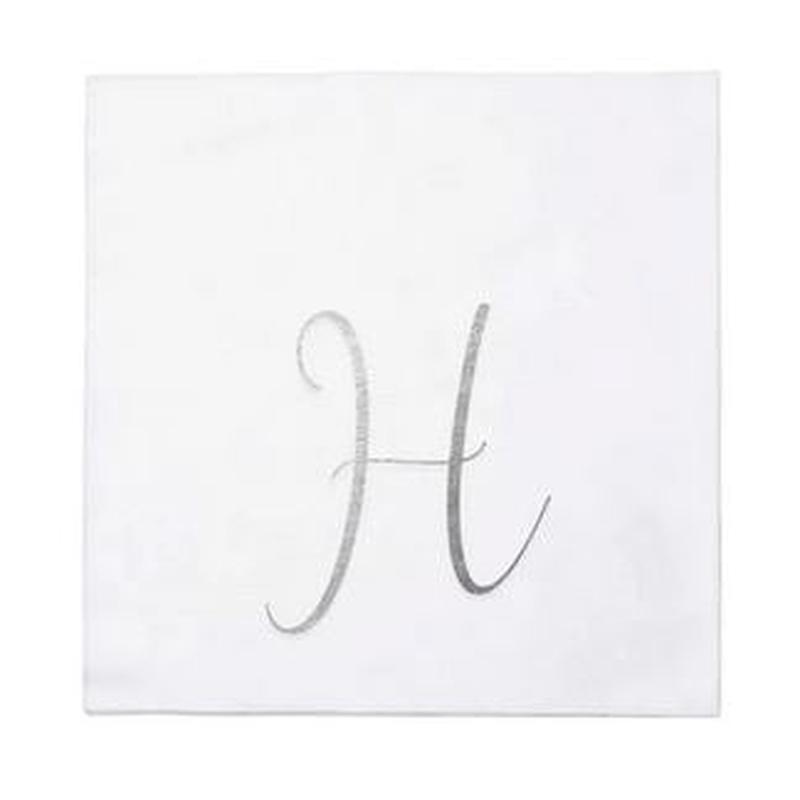 Papersoft Silver Monogram Cocktail Napkins H
