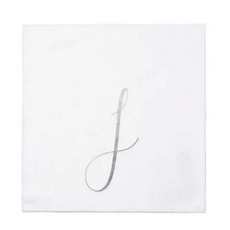 Papersoft Silver Monogram Cocktail Napkins J