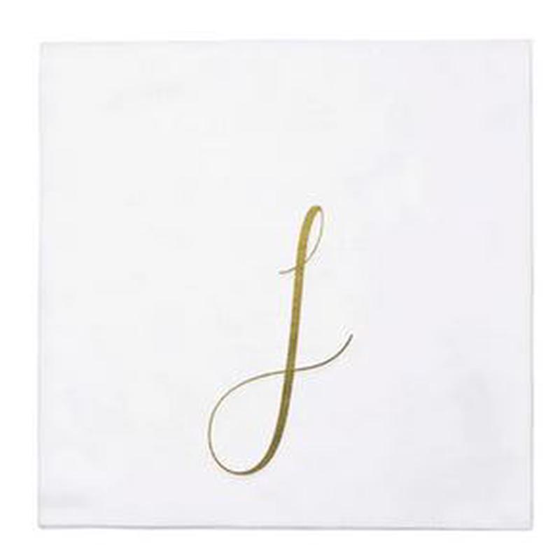 Papersoft Gold Monogram Cocktail Napkins J