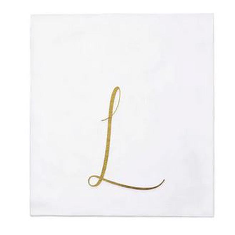 Papersoft Gold Monogram Cocktail Napkins L
