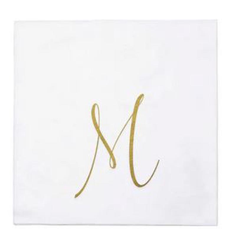 Papersoft Gold Monogram Cocktail Napkins M