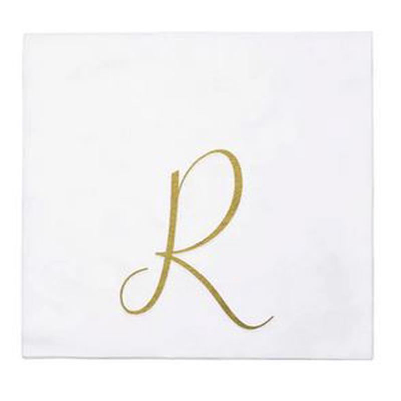 Papersoft Gold Monogram Cocktail Napkins R