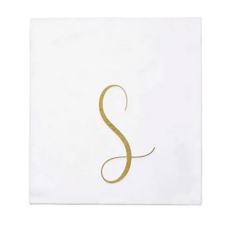 Papersoft Gold Monogram Cocktail Napkins S