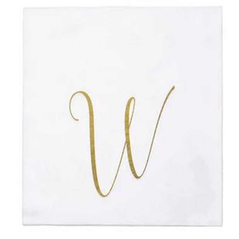 Papersoft Gold Monogram Cocktail Napkins W