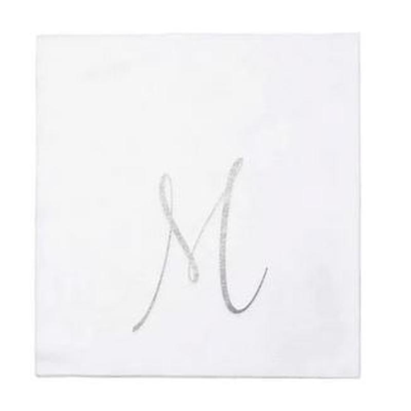 Papersoft Silver Monogram Cocktail Napkins M