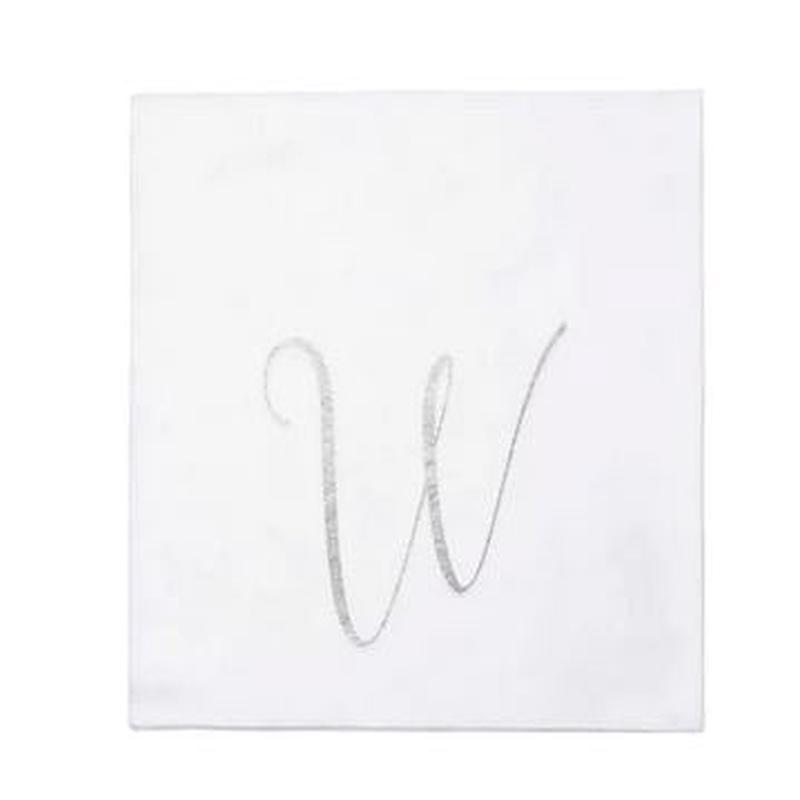 Papersoft Silver Monogram Cocktail Napkins W