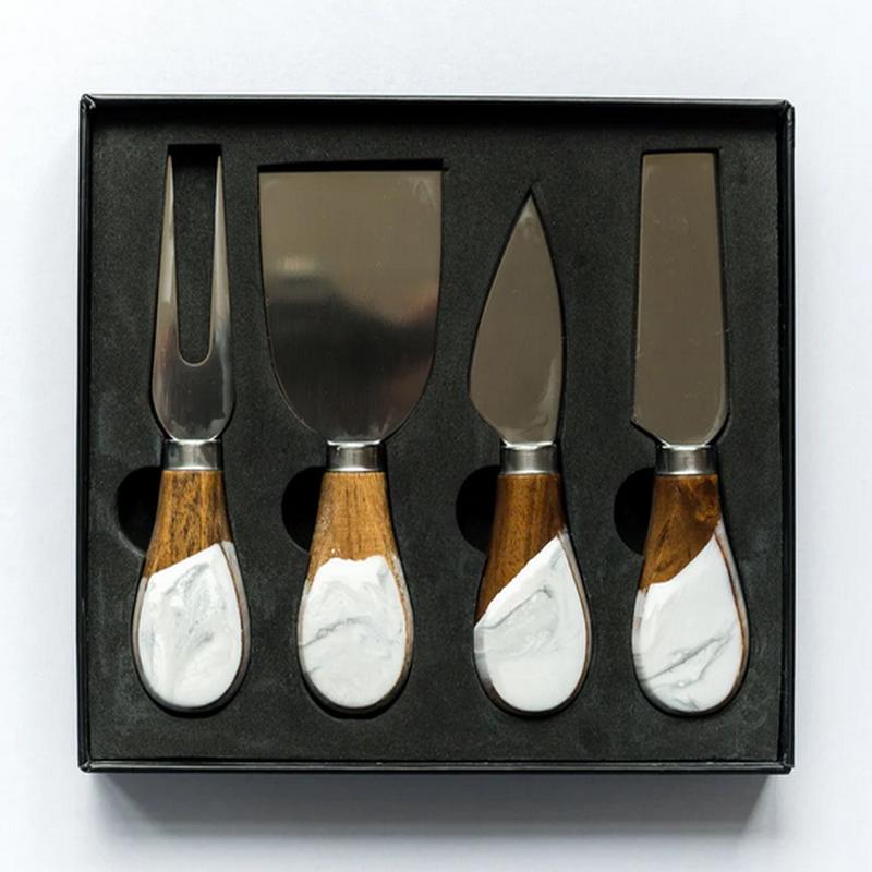 Resin Coated Cheese Knife Set Marble