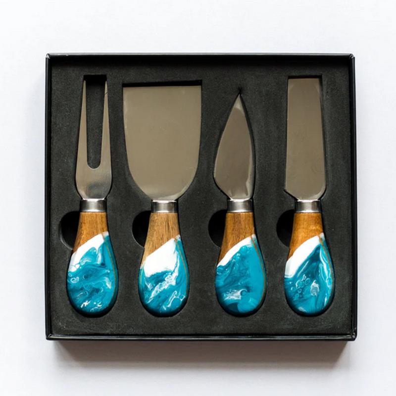 Resin Coated Cheese Knife Set Ocean Vibes