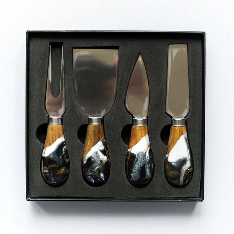 Resin Coated Cheese Knife Set Onyx