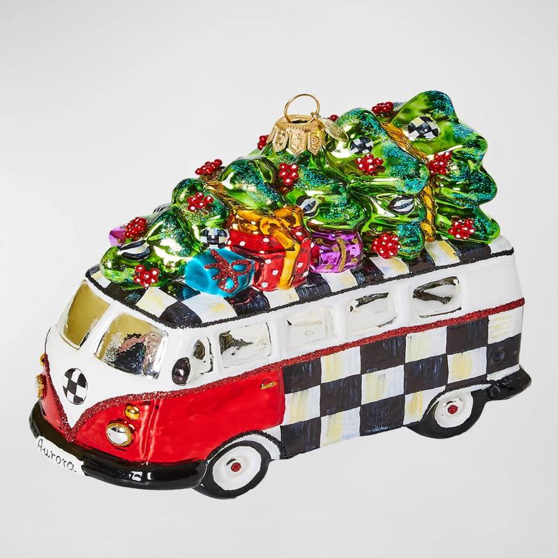 Retro Van 2024 Glass Ornament