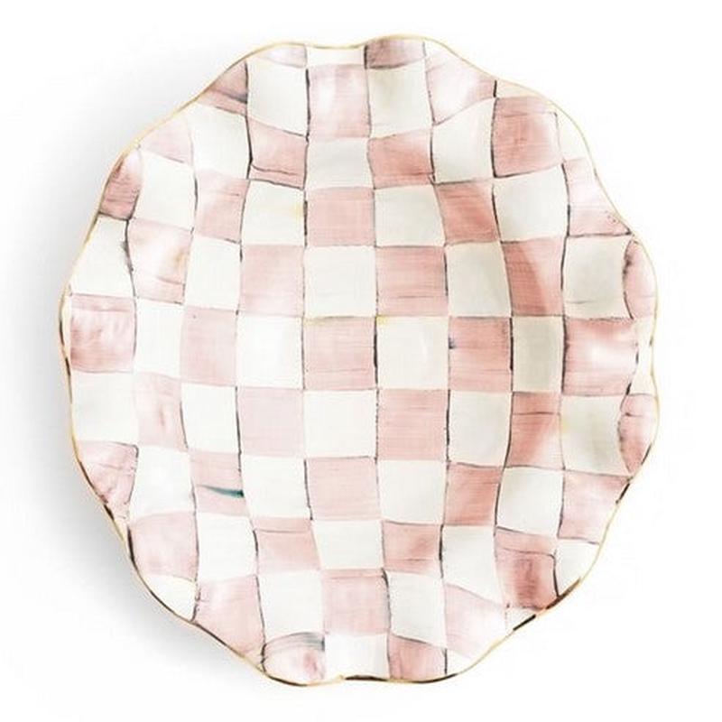 Rosy Check Ceramic Fluted Serving Bowl Medium