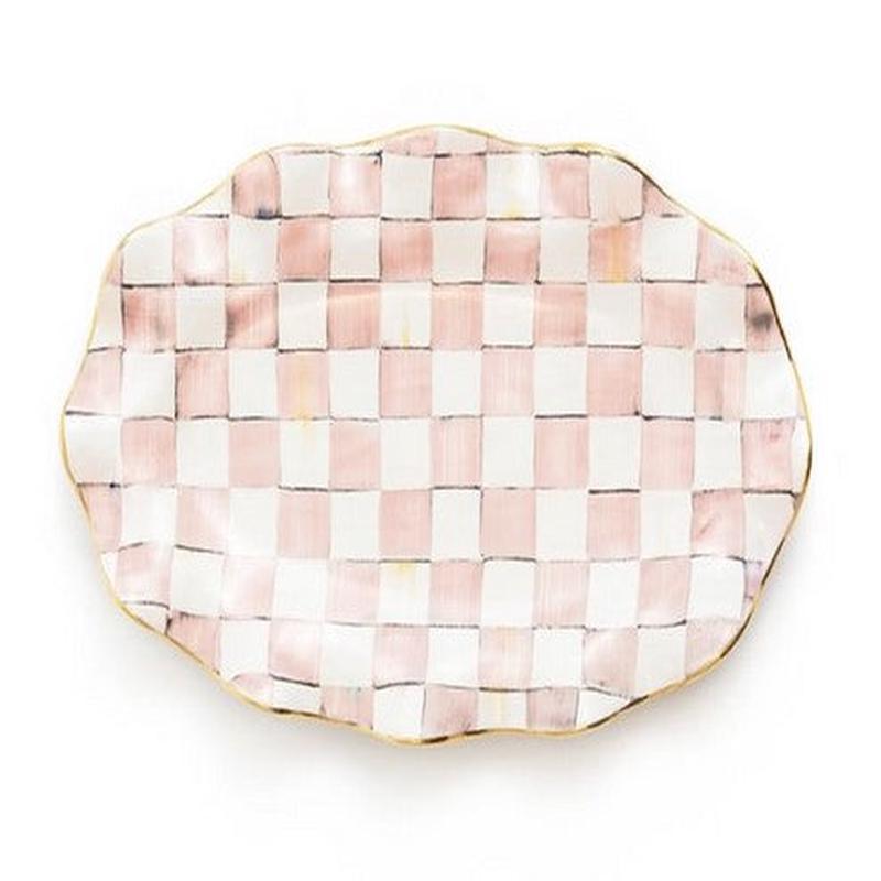 Rosy Check Ceramic Fluted Serving Platter