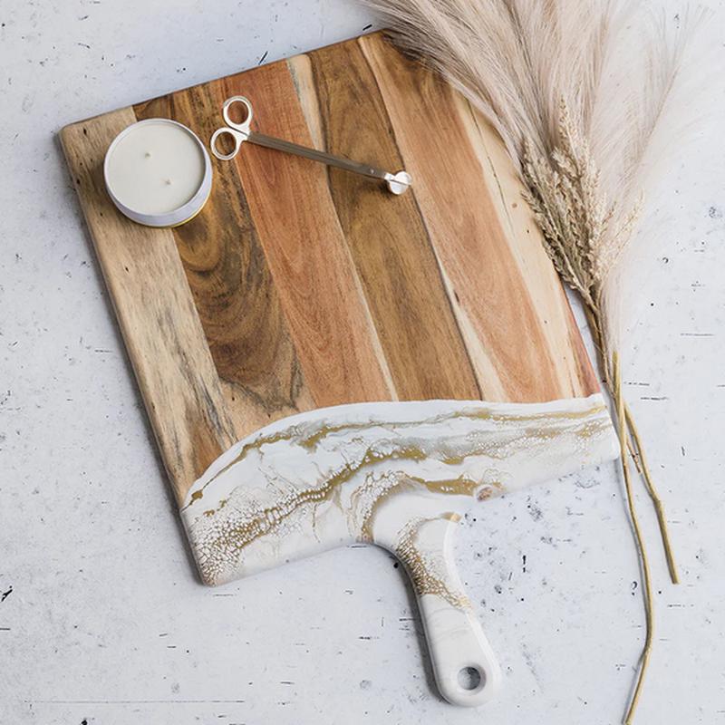 XL Acacia Cheese Board Gold Quartz