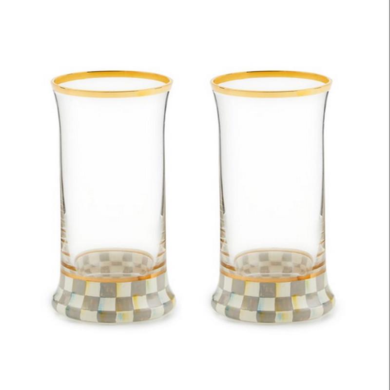 Sterling Check Highball Glass - Set of 2