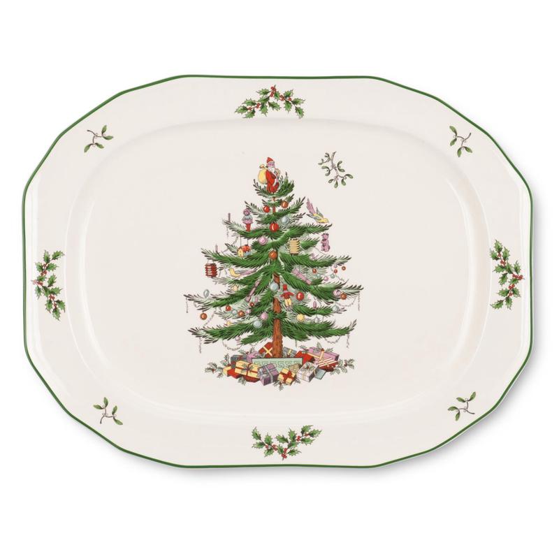 Christmas Tree Sculpted 14 Inch Oval Platter