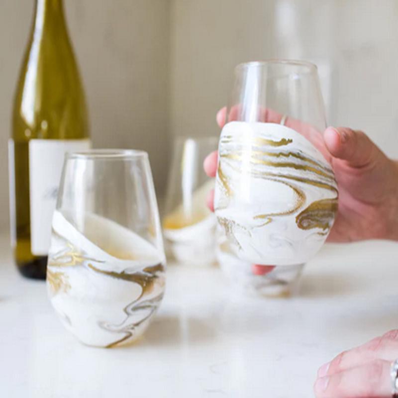 Resin Coated Entertaining Glass - Gold Quartz