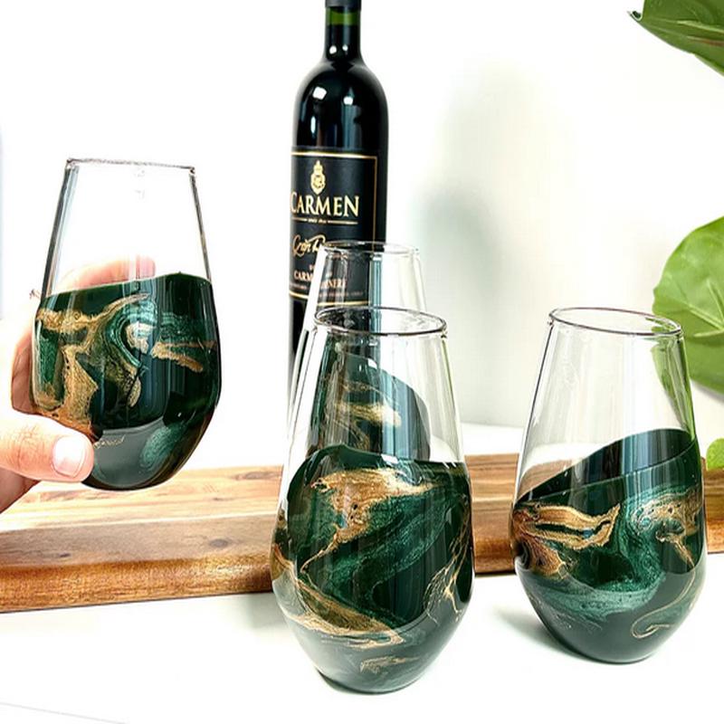 Resin Coated Entertaining Glass - Jade