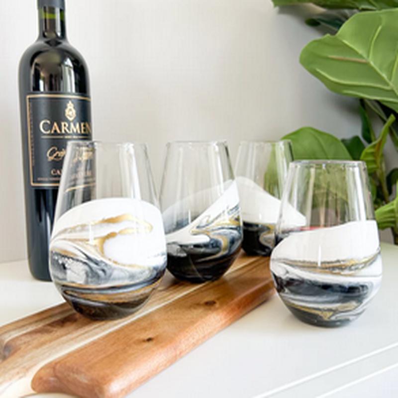 Resin Coated Entertaining Glass - Onyx