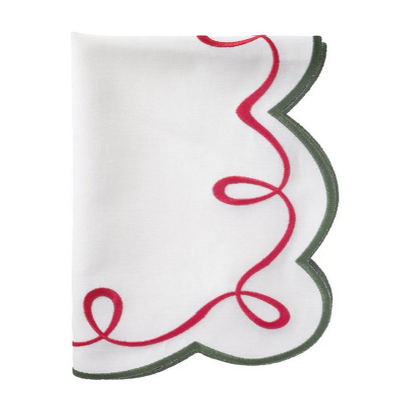 Ribbon Twirl Napkin Red/Green