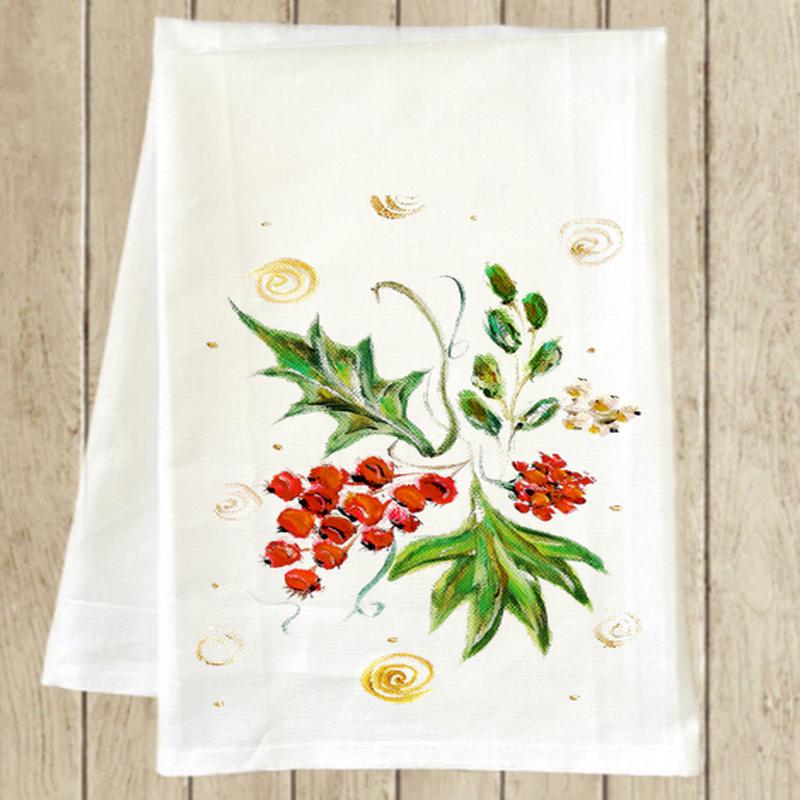 Holly Berry Cotton Cloth Towel