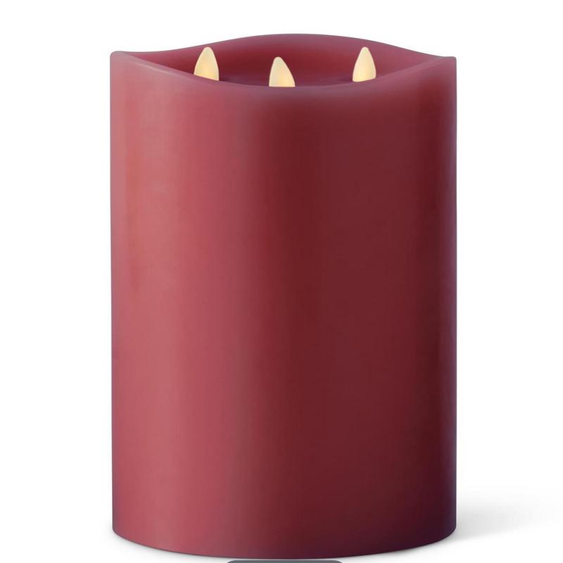 Burgundy Luminara 3 Flame Indoor Candle 9.75"