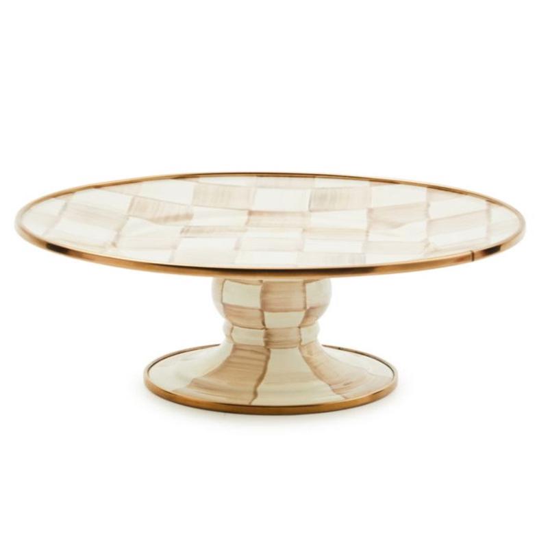 Mocha Check Pedestal Platter Mini