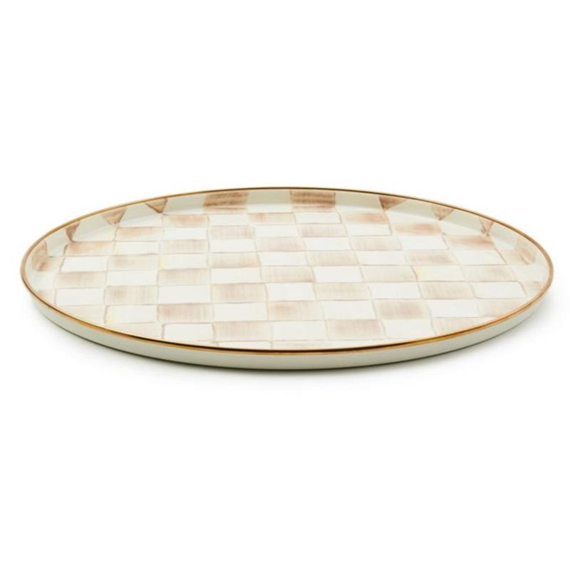 Mocha Check Round Tray