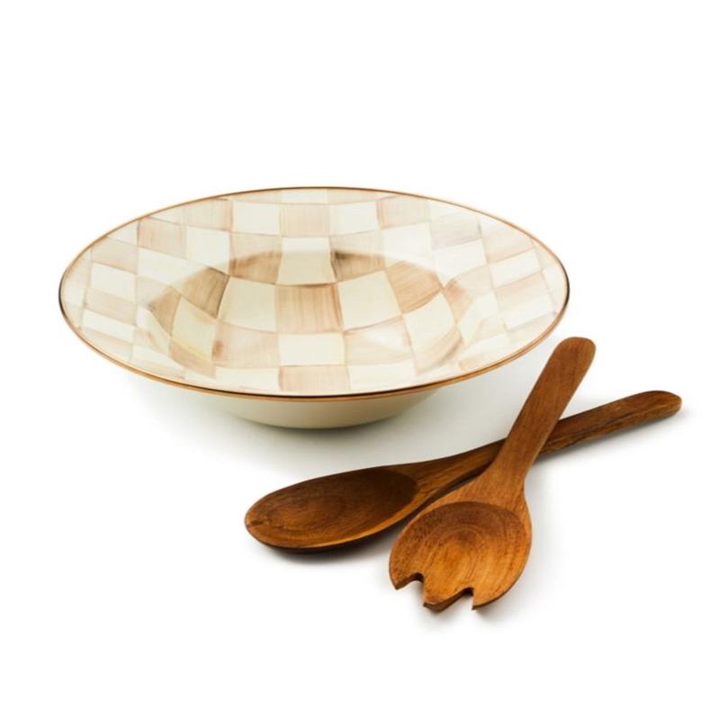 Mocha Check Salad Serving Set