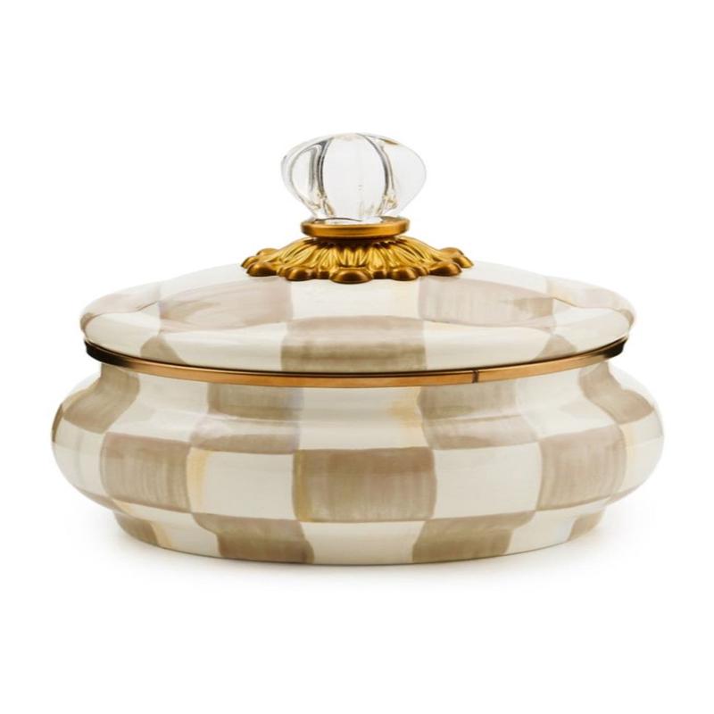 Mocha Check Squashed Pot