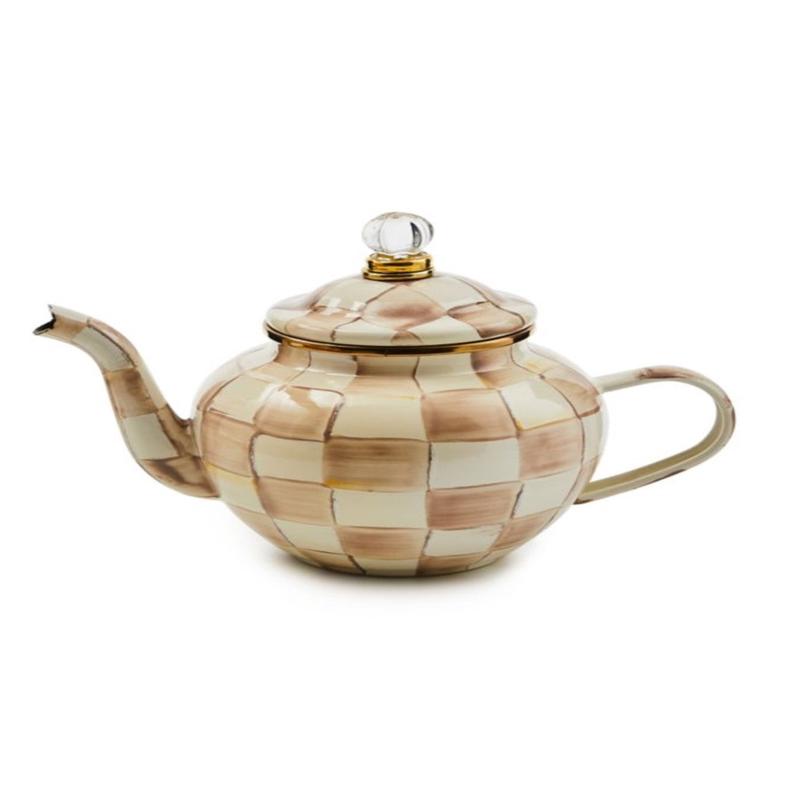 Mocha Check Teapot 4 Cup