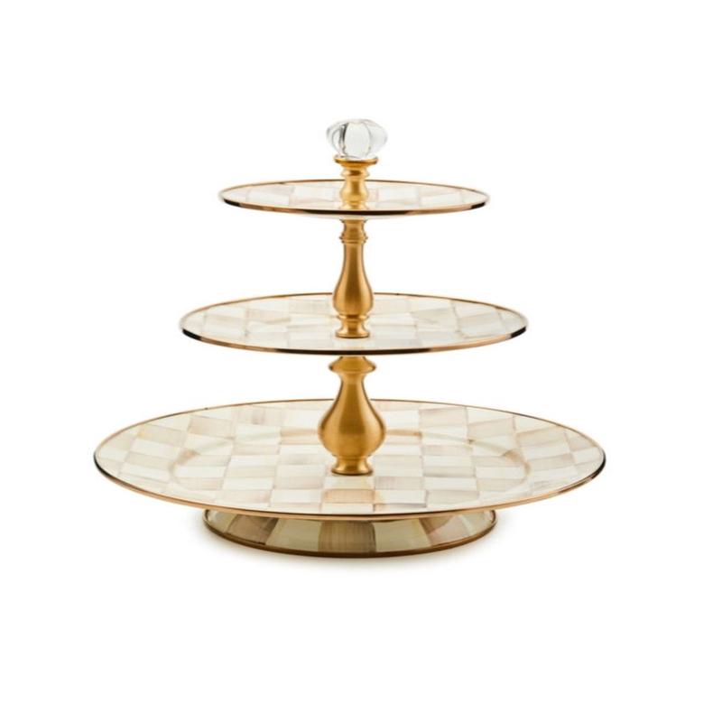 Mocha Check Three Tier Sweet Stand