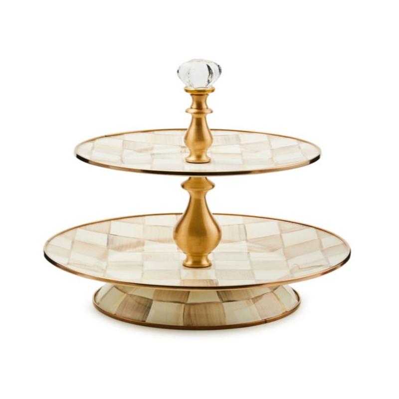 Mocha Check Two Tier Sweet Stand