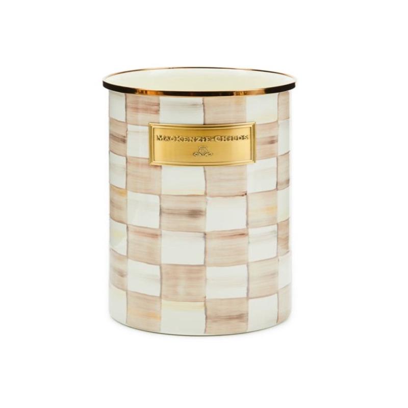 Mocha Check Utensil Holder