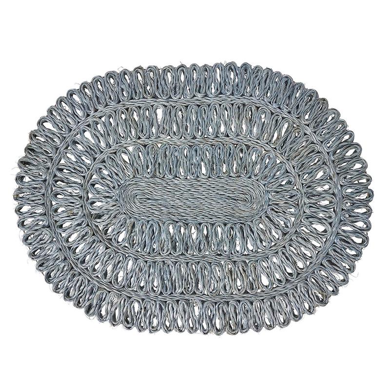 Straw Loop Oval Placemat Chambray Set of 8
