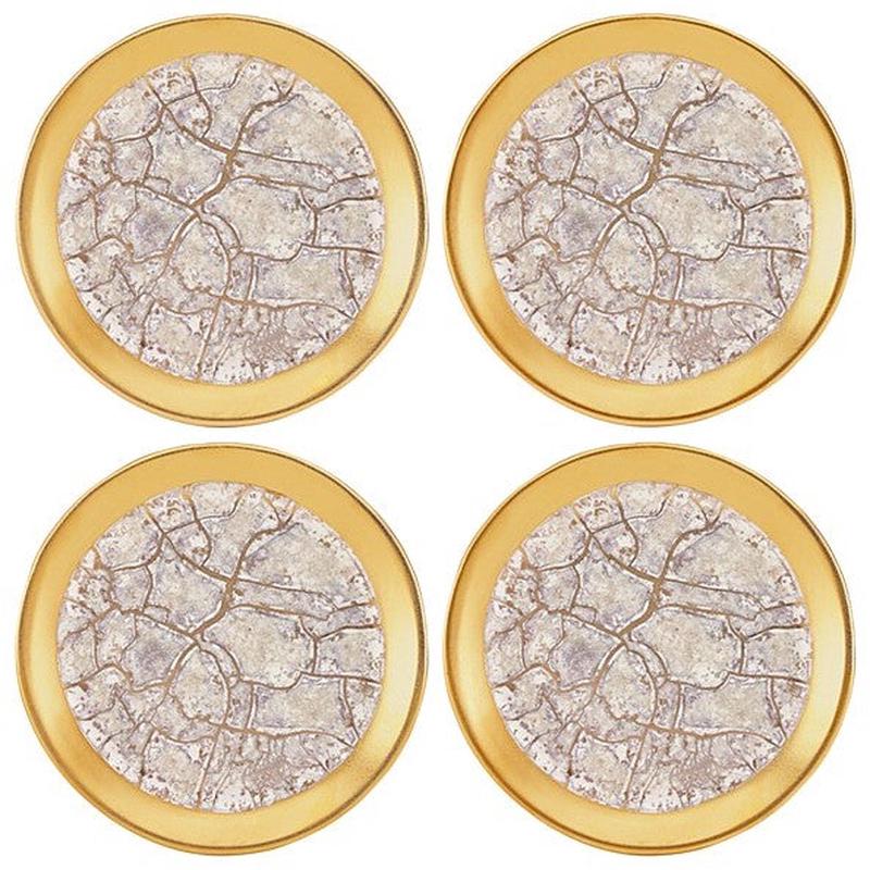Tempio Luna Canape Plates S/4 -Gold