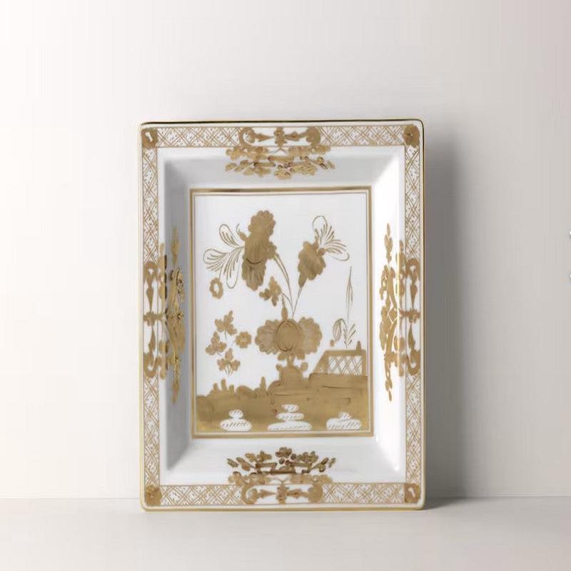 Ginori Large Squared Tray Oriente Italiano Aurum