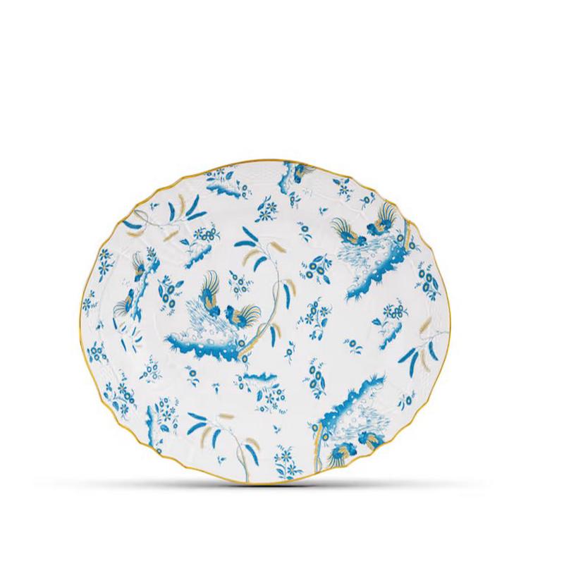 Ginori Oval Platter Large Oro Di Doccia Turchese