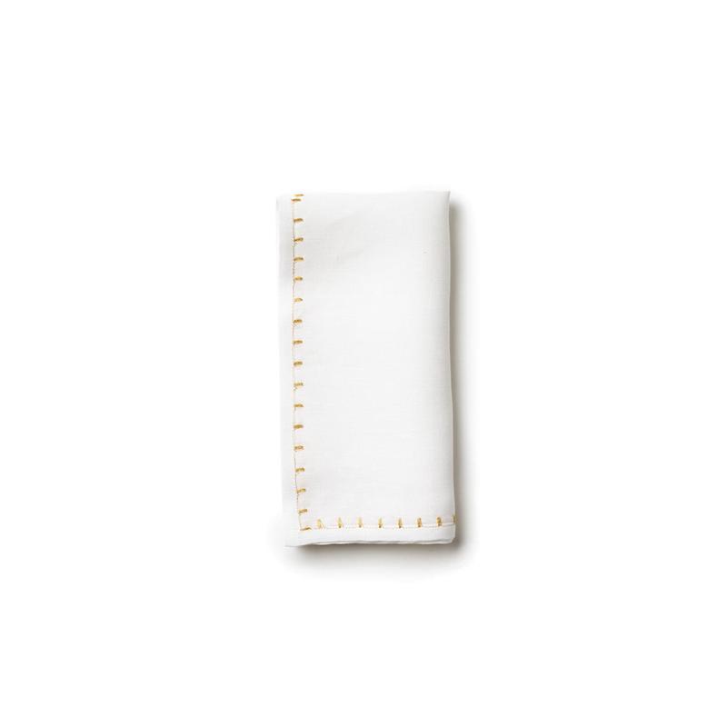 Whipstitch White W/Gold Napkin