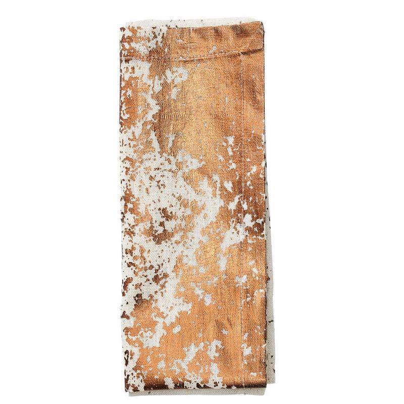 Kim Seybert Napkin Metafoil White, Bronze Set of 4
