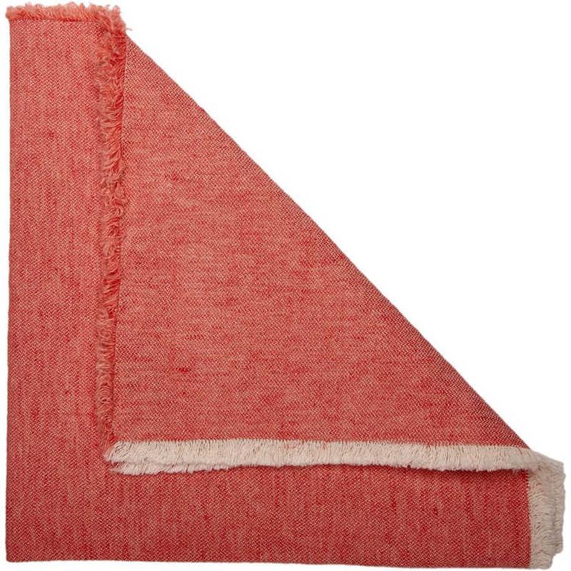 Washed Fringe Edge Napkin Coral Set of 2